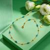 Hip Pop Turquoise Spacer Bead Necklace for Women Gold-Plated Beaded Chain Necklaces Fashion Choker Jewelry Gift