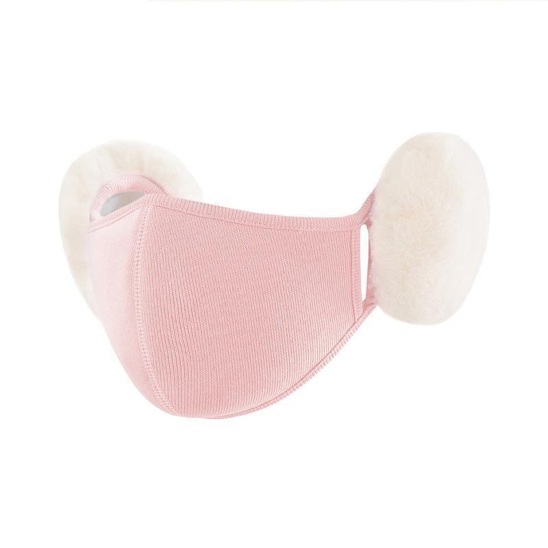 WTEMPO 1PC Winter Warm Plush Cute Earmuffs Simple Solid Color Three-dimensional Shape Your Face Face Masks Breathable Windproof Cold-proof Earmuffs