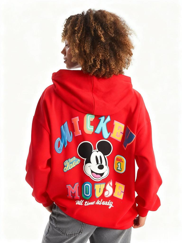 Mickey Mouse Printed Oversized Women's Hoodie Sweatshirt Streetwear Casual Pullover Jacket Autumn/Winter Fashion Y2k Tops Unisex