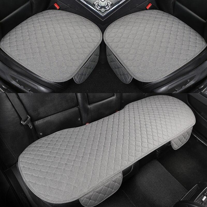 Linen Quilted Embroidered Car Cushion Without Backrest Four Seasons Universal Three-Piece Set