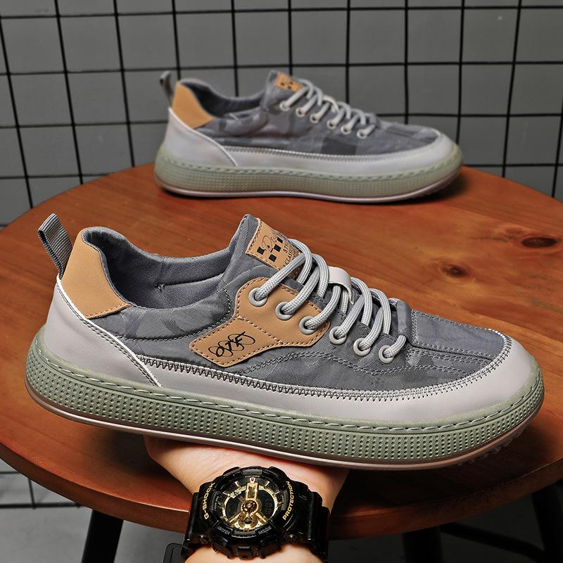 

Модные мужские вулканизированные туфли 2024 года, летняя новая мужская повседневная обувь, дышащие парусиновые туфли для ходьбы, дышащие мокасины, легкие мужские кроссовки 44 серый