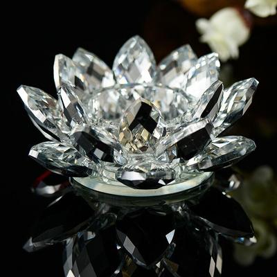 60mm Quartz Crystal Lotus Flower Crafts Glass Fengshui Figurines Home Wedding Party Decor Gifts Lucky Crystal Lotus Ornament