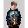 Autumn 3D Dragon Printed Hoodies Fashionable Casual Sports Long Sleeved Children's Boy Hooded Sweatshirts
