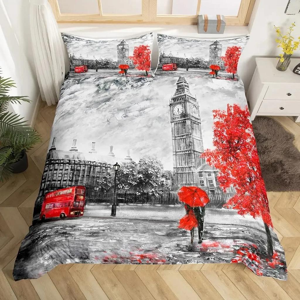 London Telephone Booth The Big Ben Comfortable Duvet Quilt Cover Pillowcase Bedding Set Children Bedroom Decoration Home Textile