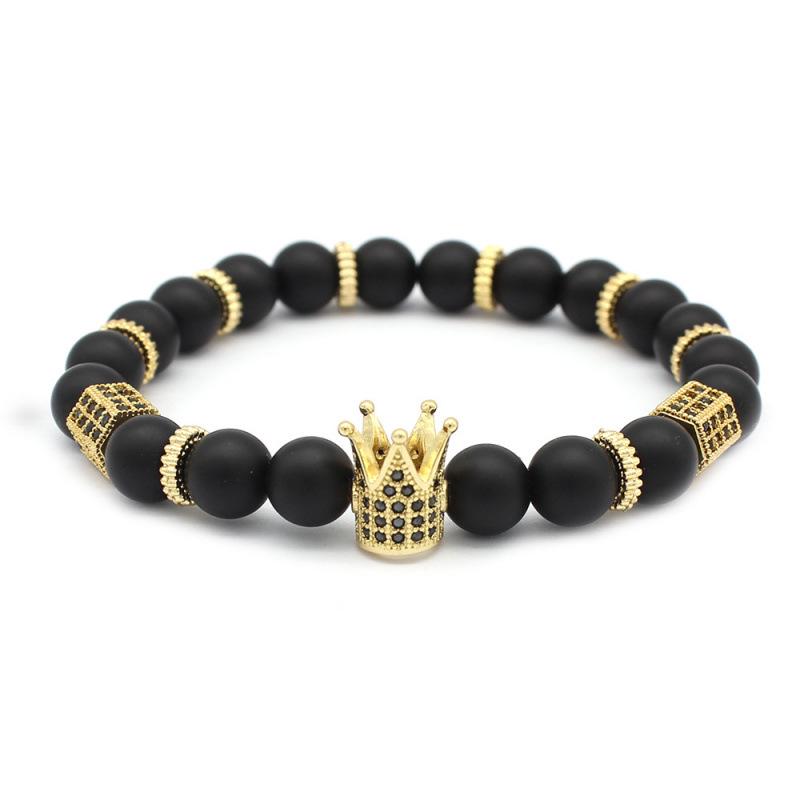 2019 Zirconia Crown Stone & Frosted Bead Bracelet with Copper & Imperial Stone Accents