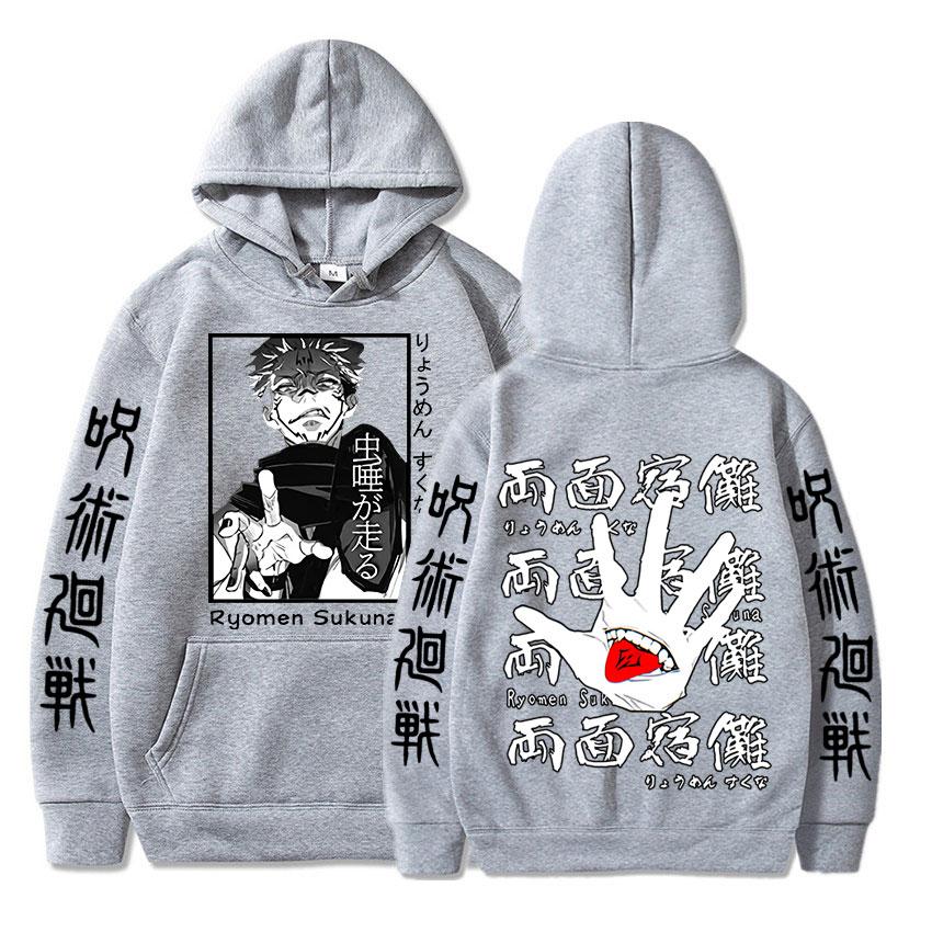 Japanese Anime Jujutsu Kaisen Graphic Hoodies Vintage Oversized Hooded Sweatshirt Long Sleeves Cotton Hoodie Men Women Clothes