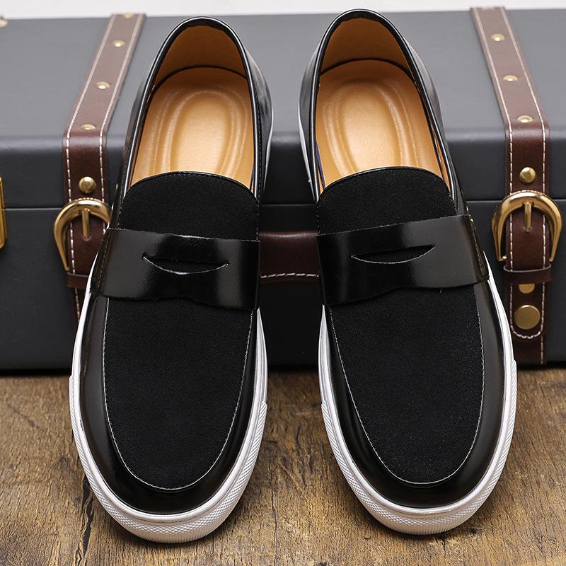 Sneaker für Herren im Frühling und Herbst, Britischer Stil, Slipper-Loafer, Lässige Herrenschuhe, Schuhe mit runder Zehenpartie