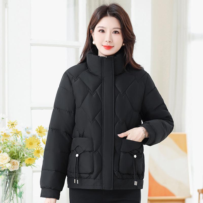 Women's Short Winter Cotton Jacket, 2026 New Korean Style, Stand Collar, Thickened Outerwear, Petite Fit