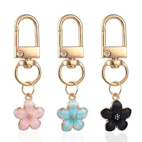 5 Pcs Creative Cherry Blossom Keychain Colorful Flower Bag Pendant Small Gift Decoration Couple Family Keychain Pendant