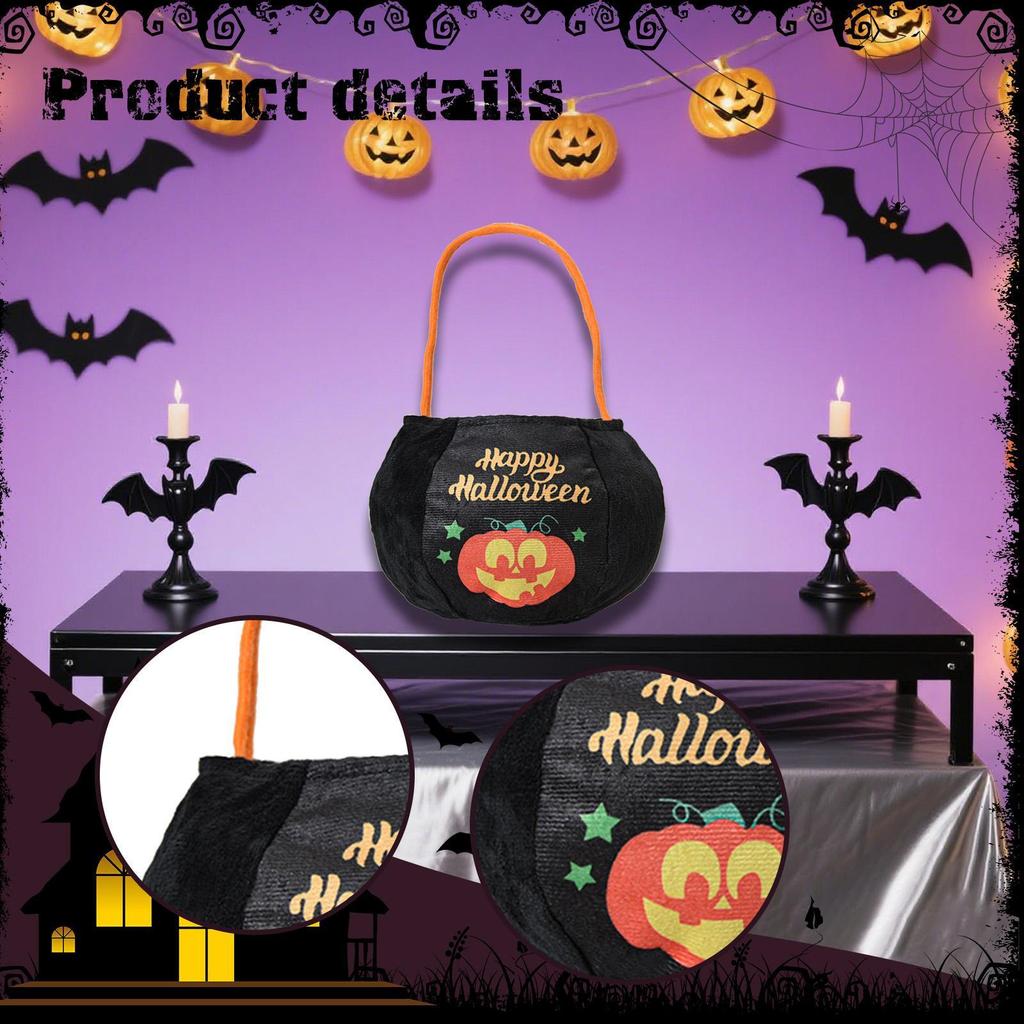 Halloween Candy Bag Goody Bucket Reusable Treat Decoration for Birthday Party
