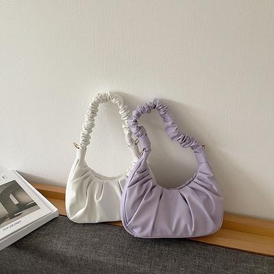 French Niche Fashion Ins Popular Shoulder Bag with Magnetic Buckle Pleated Armpit Dumpling Cloud Bag Handbag for Women