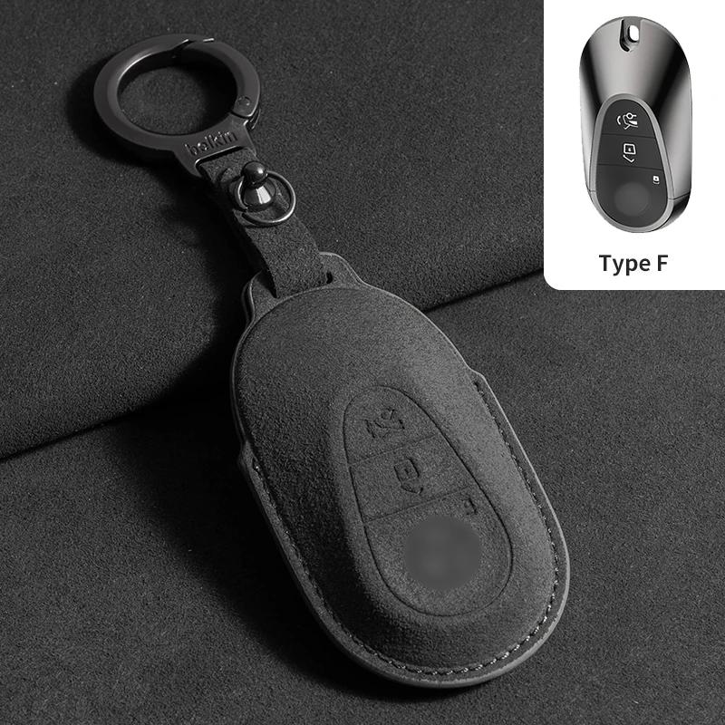 Interior Mouldings Suede Car Key Case Cover Protector Shell For Mercedes Benz C CLE E GLC S Class W206 X254 W214 W223 Remote Fob