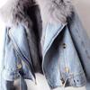 Autumn and Winter Detachable Wool Lining Denim Jacket Women's Short Top Parka