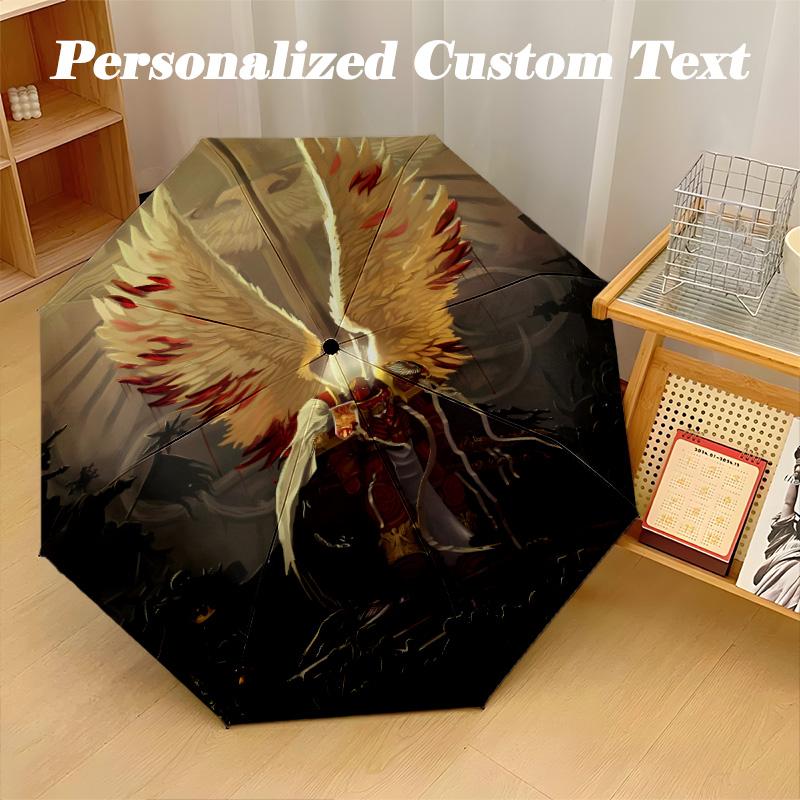 8‑Rib Automatic Umbrella, Warhammer 40K Design Foldable Umbrella for Sun Rain Protection Travel