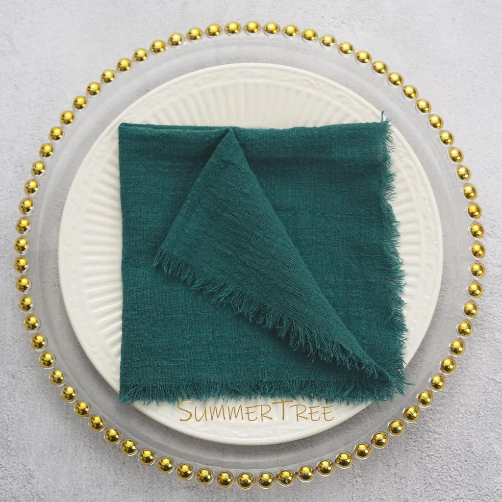 10pcs 32x32cm Cloth Napkins Pure Cotton Gauze Soft Napkin Handkerchief Vintage Banquet Garden Party Wedding Table Decoration