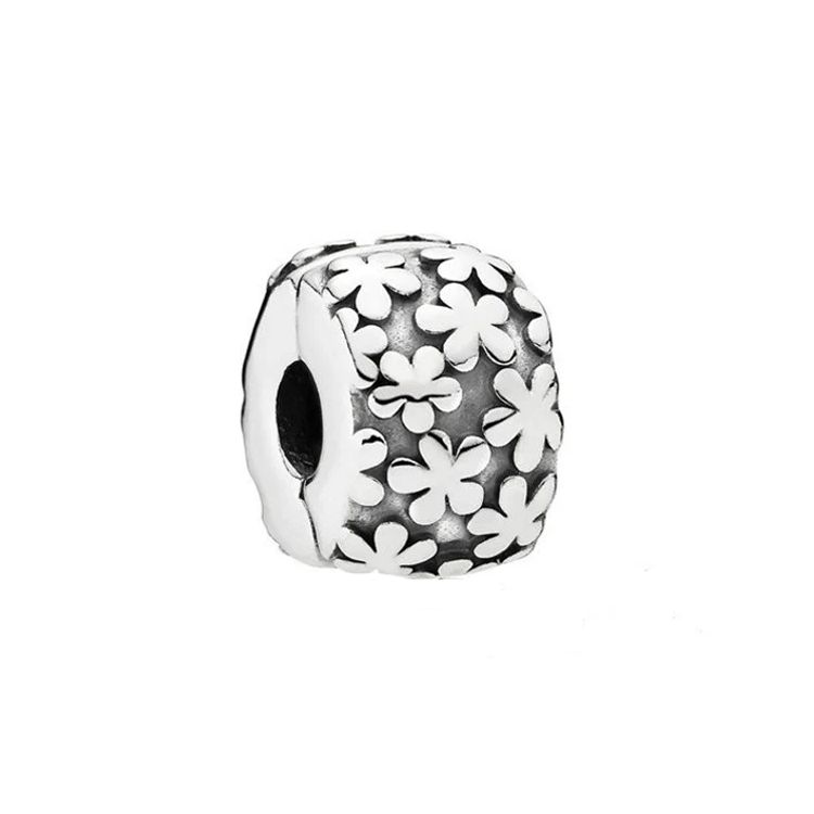 Pandora Flower Burst Clip Floral Daisy Fixed Clasp Pendant Unisex Jewelry Silver 790533 Shopping Bag