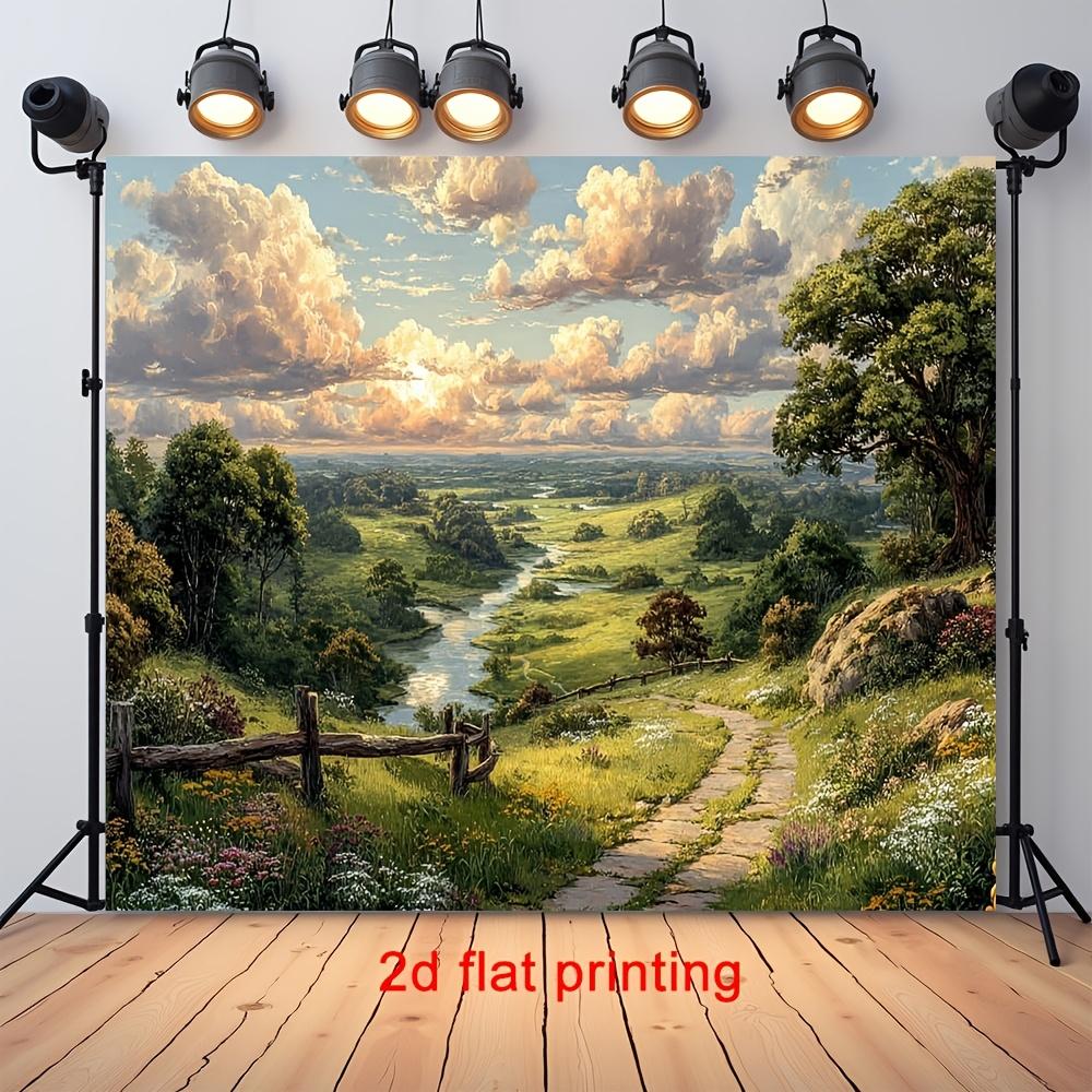 2D plane, 1 piece of rural-style countryside field background, suitable for rural portrait photography