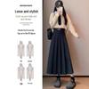 Autumn/Winter High-Waisted Slimming A-line Pleated Long Woolen Skirt for Petite Women