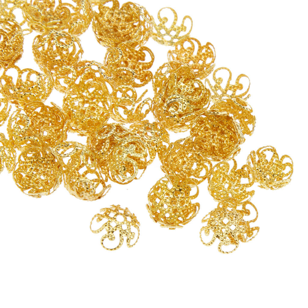 100 st 10 mm Vintage kopparpläterade blompärlor Caps Smycken gör Silver