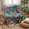 Flamingo and Watermelon Pattern Theme Blanket Lightweight Warm Flannel Blanket Decorative Throw Blanket for Home Decoration