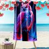 Radiant Cosmic Owl Majesty Print Beach Towel, Quick Drying, Suitable for Travel, Outdoor Sports, Jogging, the Beach and Swimming, Gift