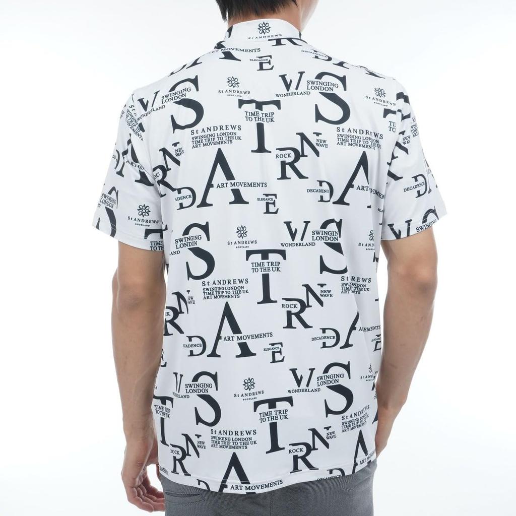 Shirt Brand Golf 3L [St. Andrews] Men's Short-sleeved High-neck (all-over Logo) / / 042-5167353 030_White