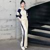 Early Autumn Casual Fashion Short Sleeve Patchwork Set Women's Wide Leg Pants Suit Korean Style Ladies' Ensemble
