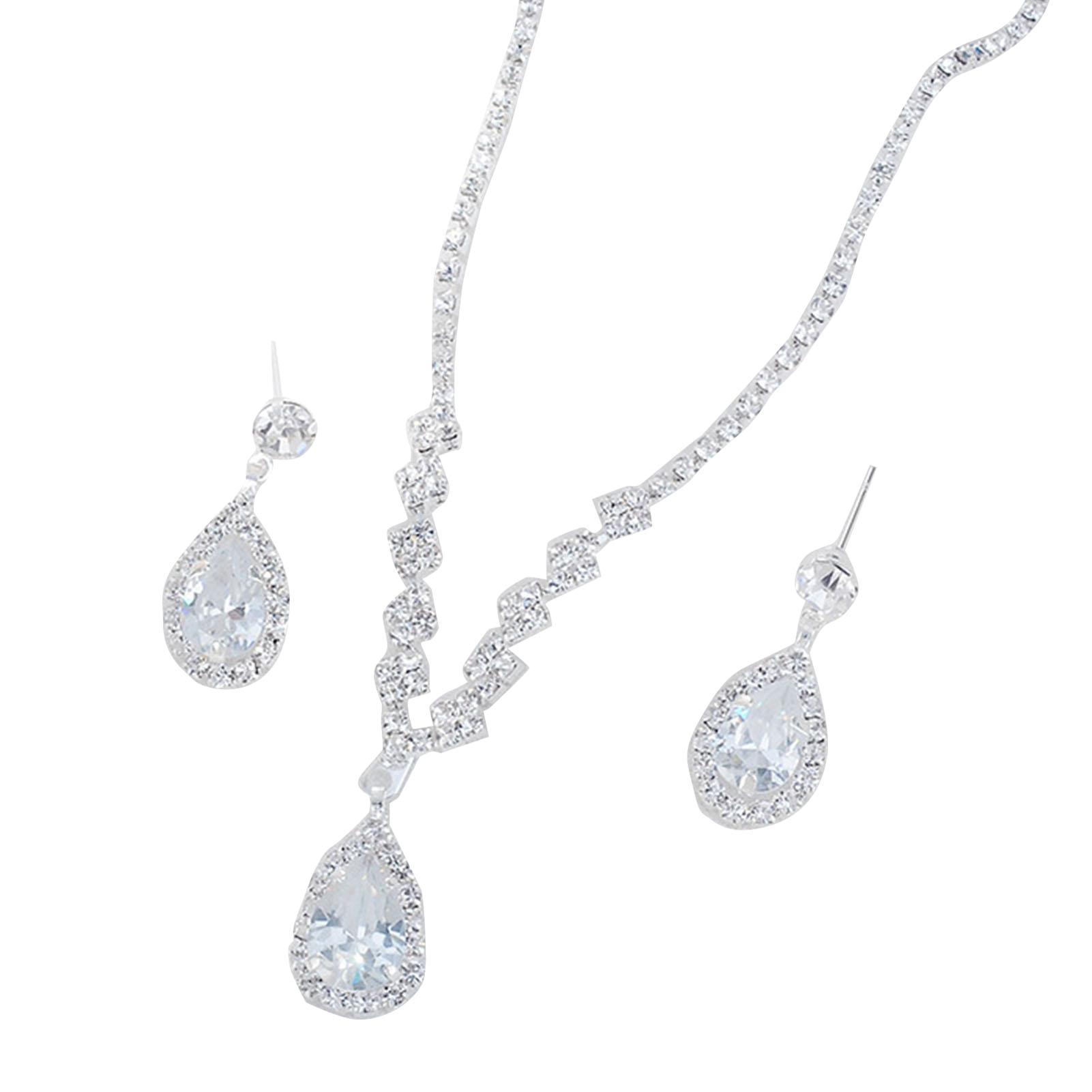 

Necklace Earring Set for Women Beautiful Rhinestone Jewelry Set Necklace Set for Parties Anniversaries