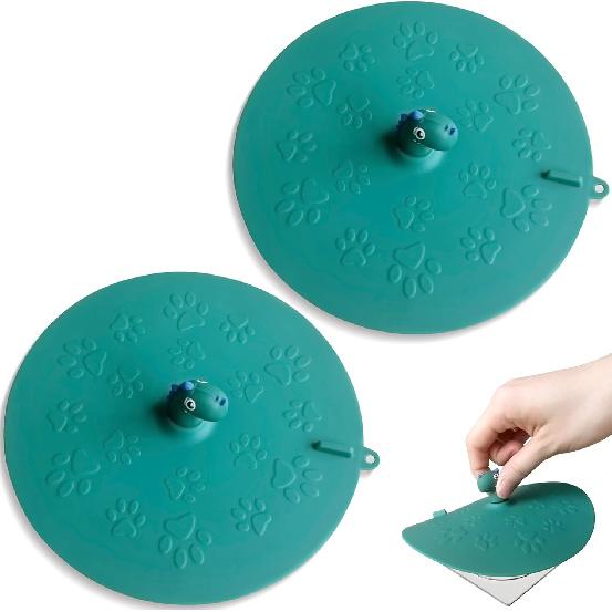 2 шт. Дезодорирующий коврик для канализации, 5. 9-дюймовая пробка-заглушка для слива ванны, милая силиконовая заглушка для напольного слива в ванной, кухне, ванной комнате и прачечной Green Dinosaur/2-piece Se