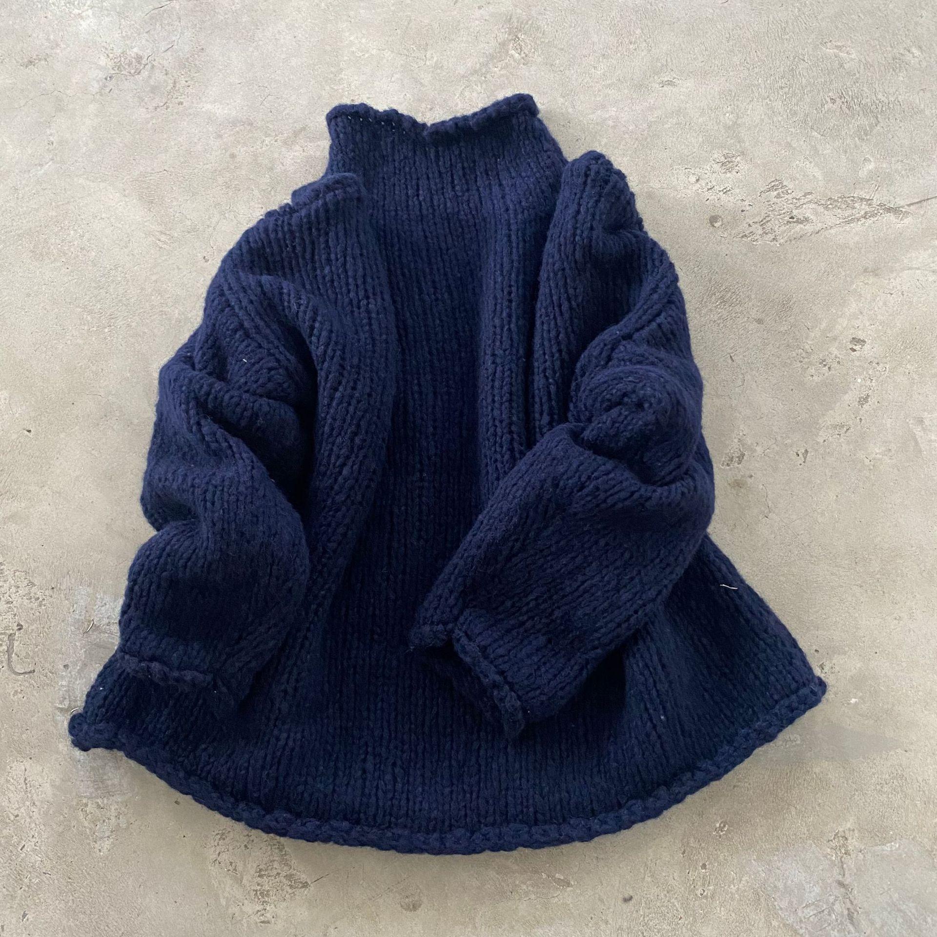 

Johnature Women Vintage Pullover Sweaters Mock Neck Solid Color Knitted Spring Casual Loose Sweaters One Size синій