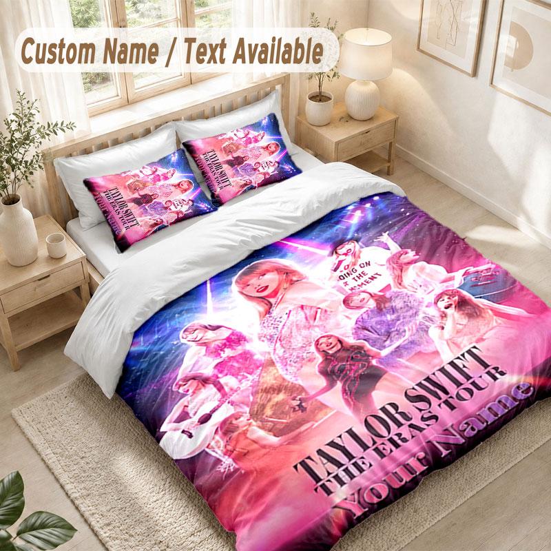 Custom Name Bedding Set 3 PiecesTaylor Swift Print Duvet Cover + 2 Pillowcases Soft Bed Decor