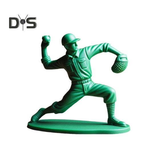 

Зеленая фигурка бейсболиста, питчера, ловца, полевого игрока, бейсболиста, солдата, скульптура, модель, игрушка, украшение для домашнего офиса, рабочего стола, орнамент C