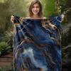 1pz Coperta in Flanella Sdoo - Lussuoso Stampa Marmo Blu Navy & Oro, Coperta Ultra-Morbida per Tutte le Stagioni per Divano, Letto, Viaggio, Campeggio
