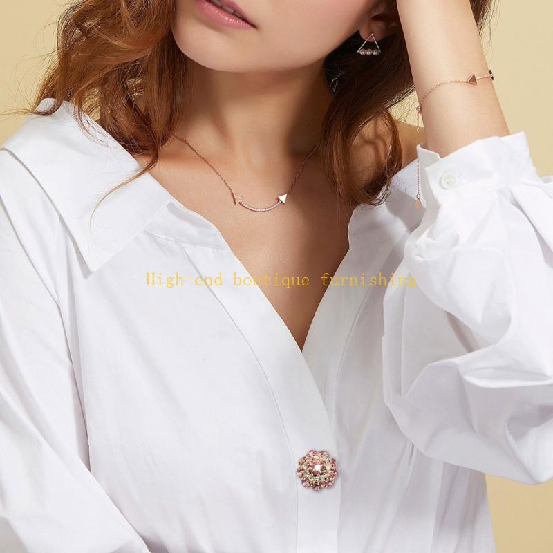 L9NB Button Covers Rhinestones Button Cover Flower Button Cover Decorative Button Attend Accessories for Shirt Jeans