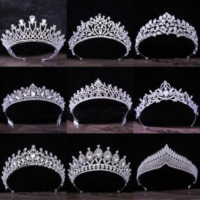 Silberfarbene Kristallkronen und Diademe, Barock-Vintage-Krone, Tiara für Frauen, Braut, Festzug, Abschlussball, Diadem, Hochzeit, Haarschmuck