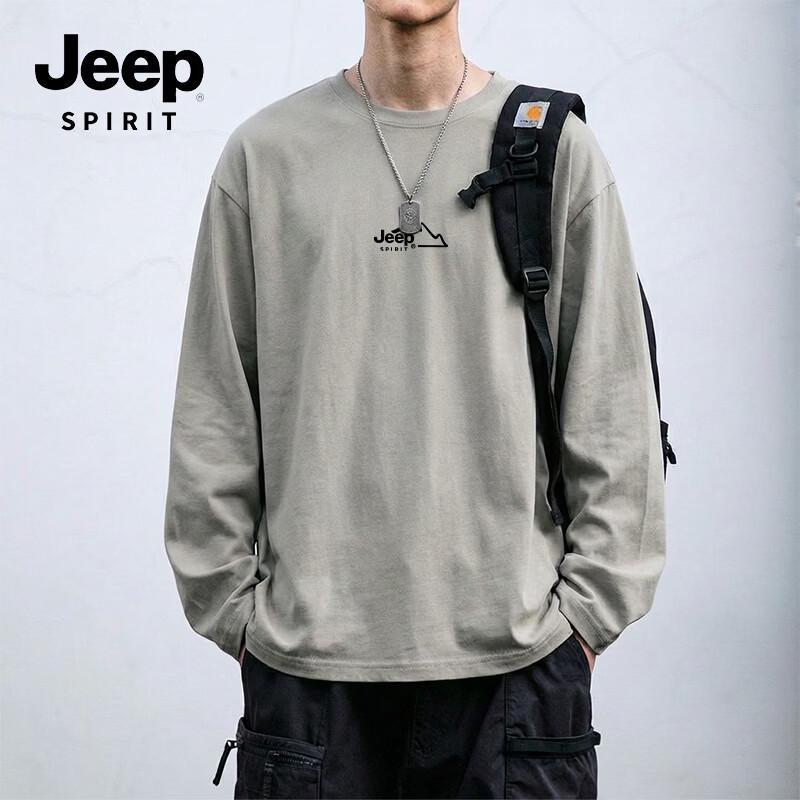 JEEP SPIRIT Herrtrendig Överdimensionerad Ren Bomull Långärmad T-shirt