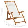 Folding Beach Chair Solid Eucalyptus Wood and Cream Fabric