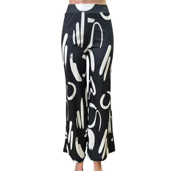 Women Pants Oversized Wide Leg Elastic High Waist Casual Trousers Retro Print Loose Fit Long Pants Streetwear