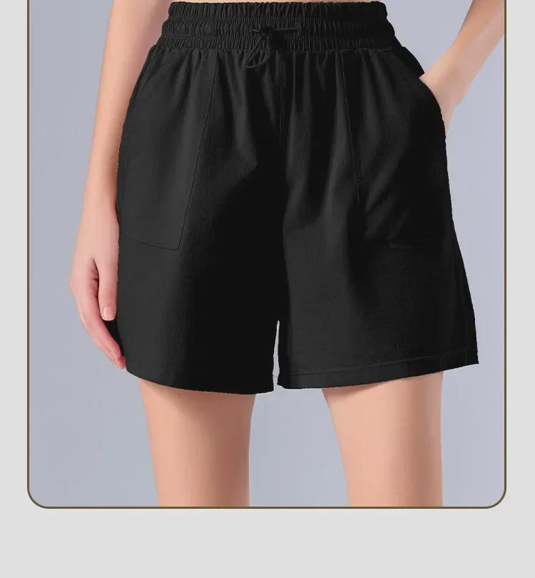 Quick-Dry Women's Summer Sports Shorts – Cool, Breathable, Loose Fit with Side Pockets for Running and Pilates.
