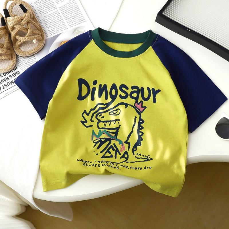 

Детская одежда с рисунком милые детские футболки с коротким рукавом топы для мальчиков и девочек свободные повседневные футболки с круглым воротником футболка лето 90 зелёный