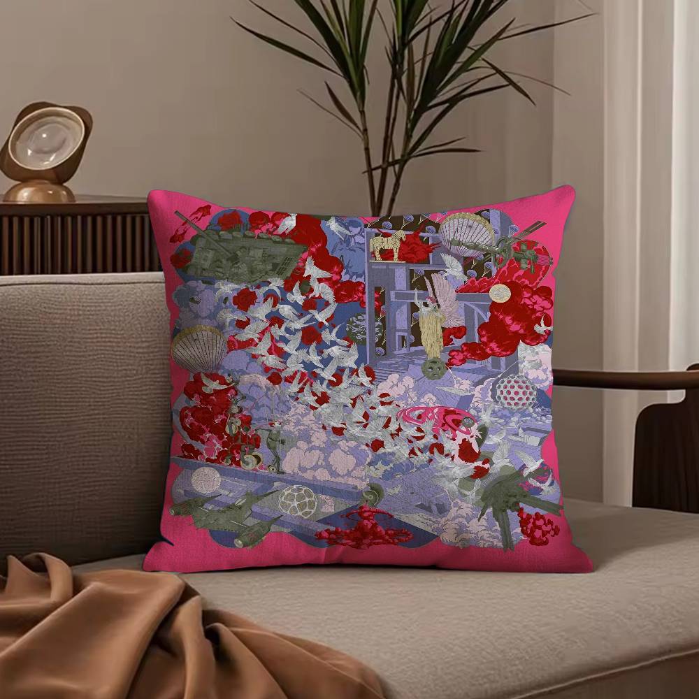 Cambodian Buddha Image Printing Pillow Case Anti-dustmite Pillowcase Invisible Zipper Silky Short Plush Sofa Cushion Cover