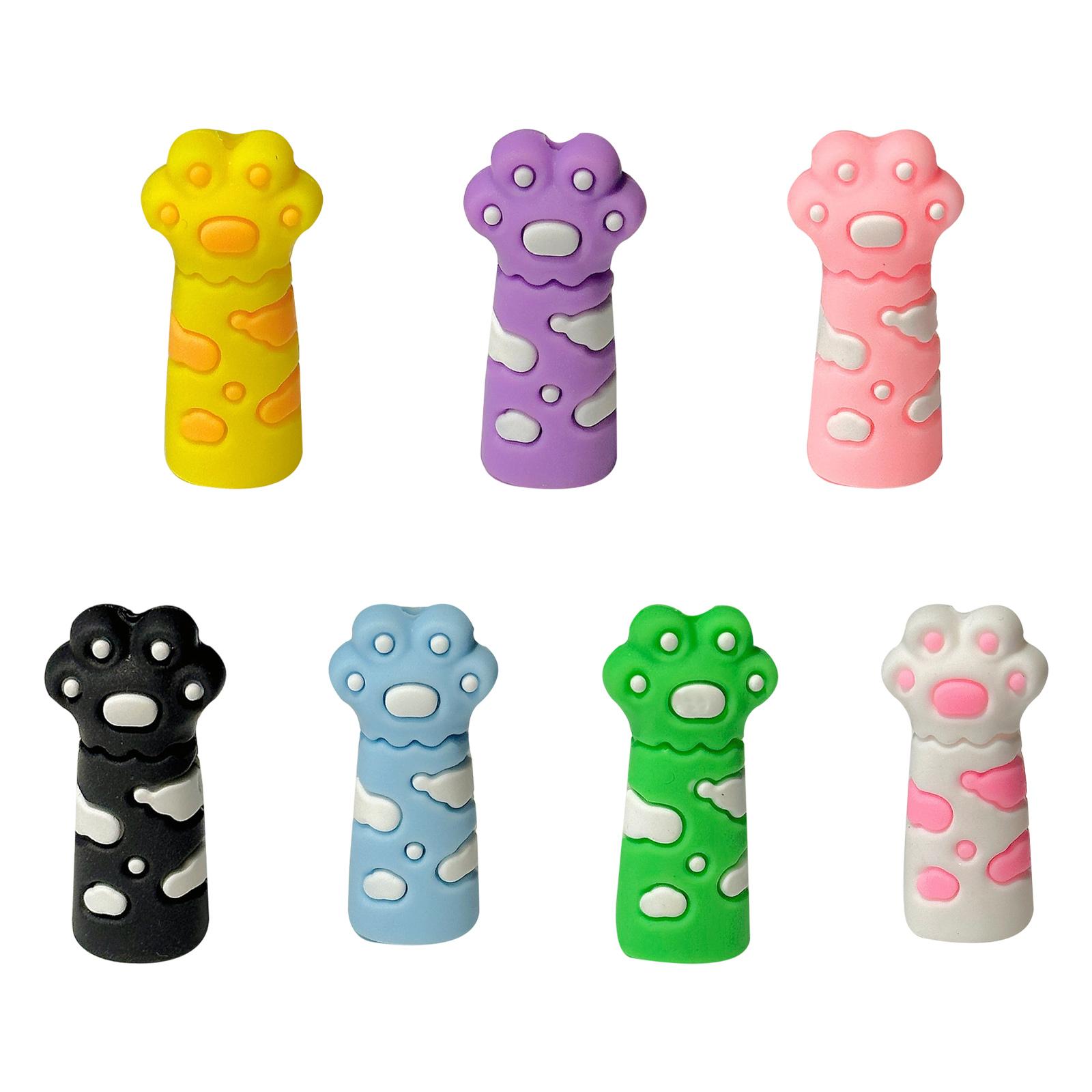 

7 Pcs Cartoon Cats Paw Pencil Cap Silicone Pencil Toppers Pencil Tip Protective Cover School Office Supplies for Kids