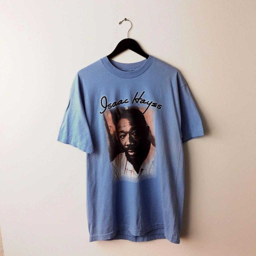 Camisa VINTAGE Greatest Hits Isaac Hayes Clássica Azul Real Unissex P-4GG CC1864