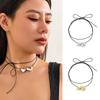 Delicate Love Necklace Adorned with Bowknot Simple Pendant Necklace Elegant Clavicular Chain Jewelry for Fashionistas