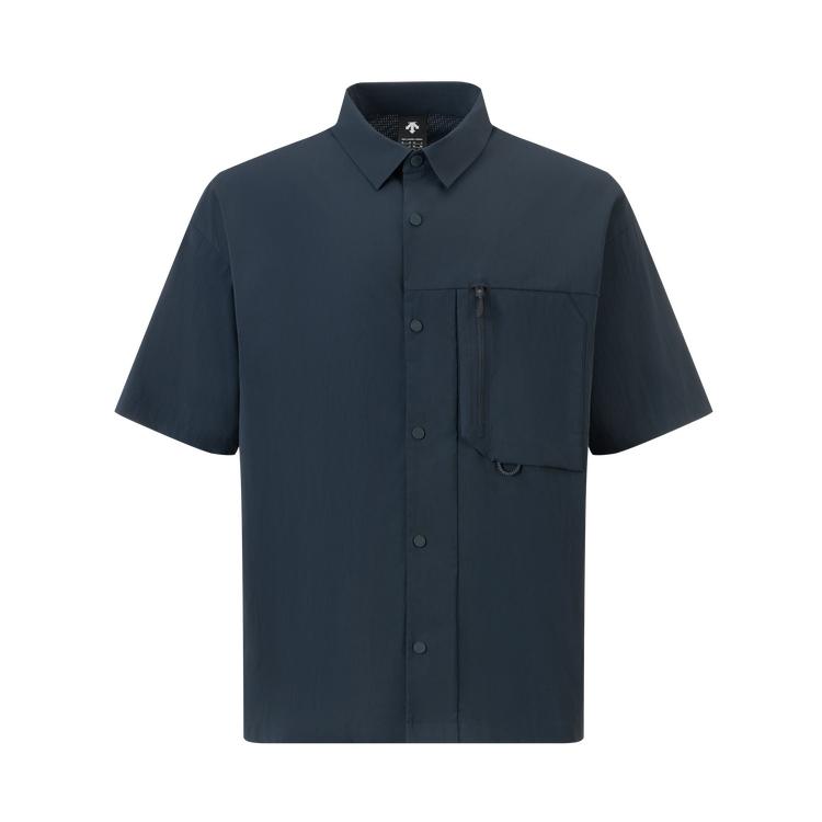 DESCENTE BLEU Shirts Men's Lapel Thin D5231BWS70