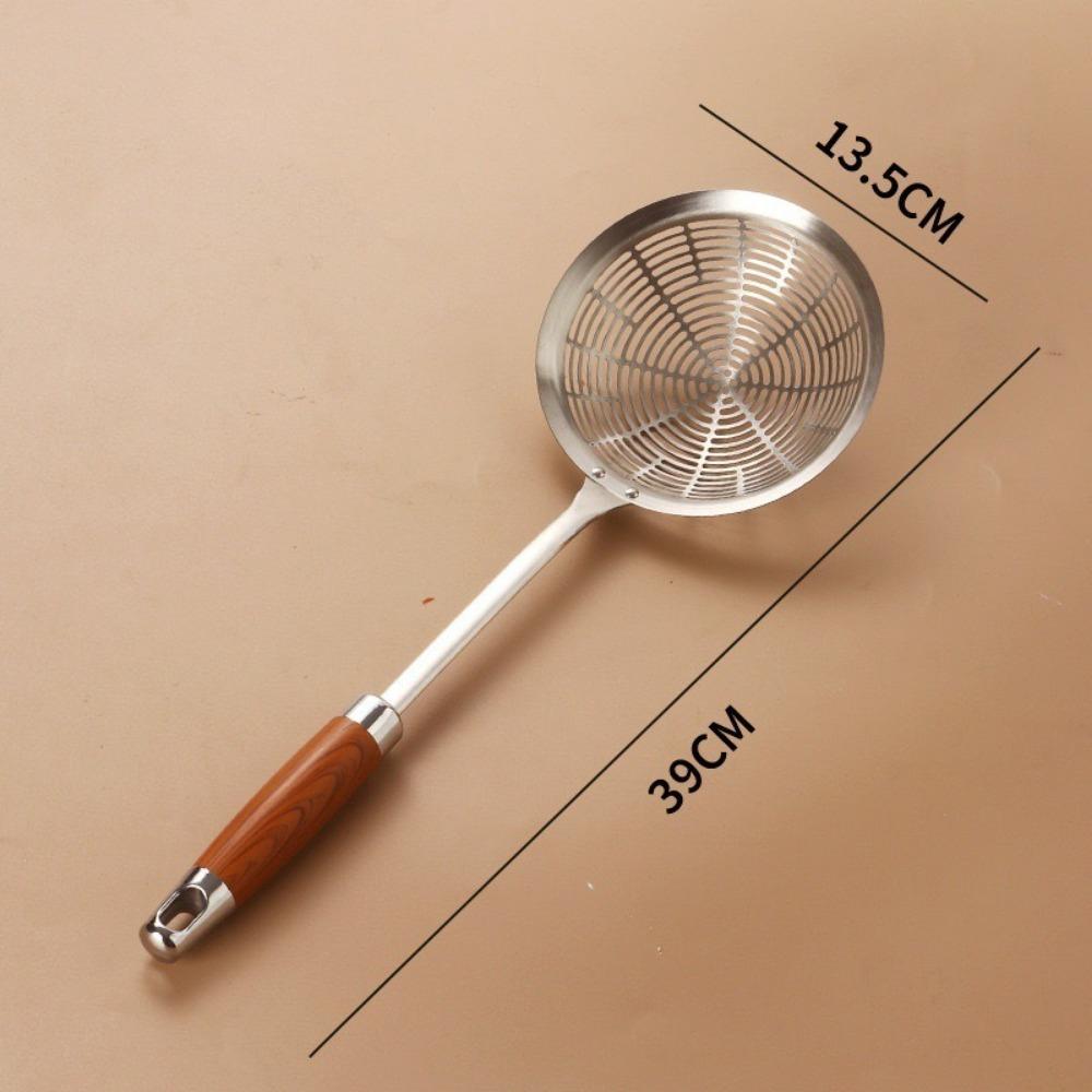 Stainless Steel Large Colander Anti Scalding High Quality Fried Sieve Spoon Heat Resistant Wooden Handle Foods Sifter