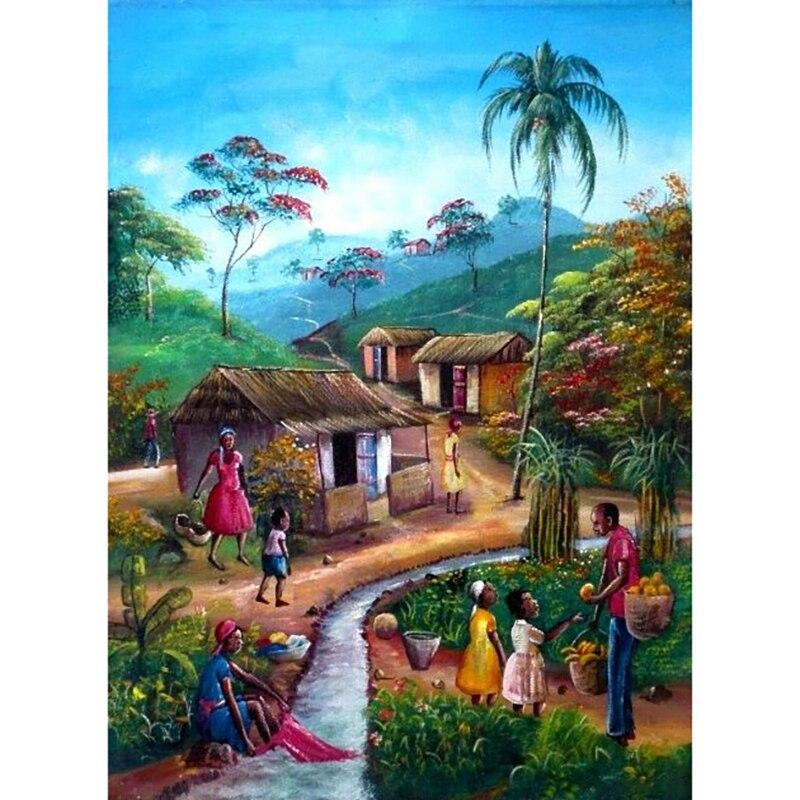 5D DIY Diamond Painting Scenic Lodge Diamond Embroidery Tree Scenery Cross Stitch Full Round Drill Crafts Home Decor Gift