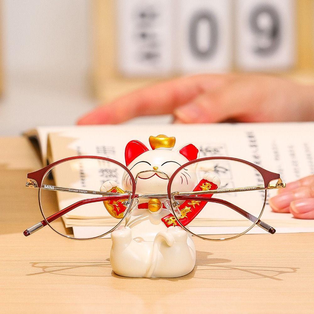 Figurine Miniature Items Lucky Cat Phone Holder Cute Cell Phone Bracket  Living Room Decoration