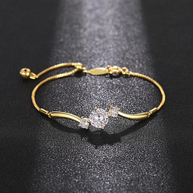 CAOSHI Delicate Adjustable Bracelet for Women Two Color Available Cubic Zirconia Daily Wearable Jewelry Shiny Party Accessories