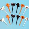 Halloween Toothpicks Mix Set Pumpkin Ghost Bat Fruit Fork Dessert Cocktail Cake Decoration Picks Halloween party Supplies